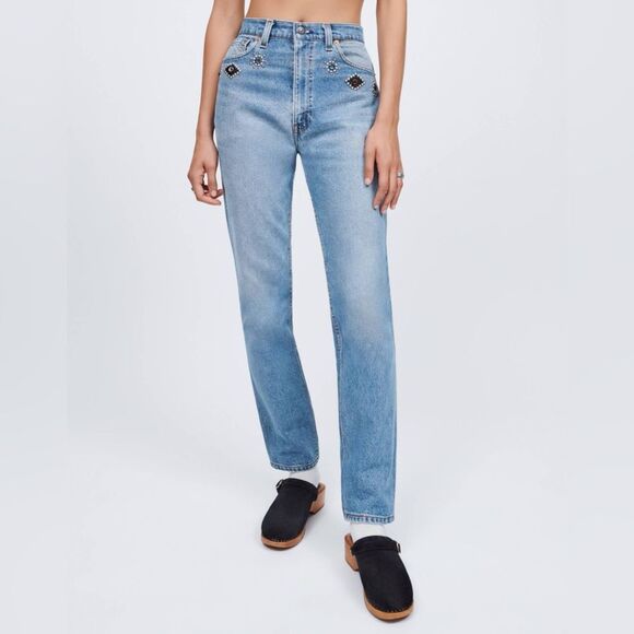 NWT REDONE LEVI'S RARE 70S STRAIGHT IN INDIGO STUD MSRP $625.00 - Picture 2 of 16